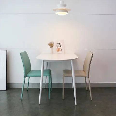 참갤러리 반타원 세라믹 2인 800 식탁 세트 (보미안의자 2개)