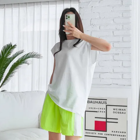 [네오쿠비카 빅사이즈][네오쿠비카]굿 플로우 박스핏 민소매 티