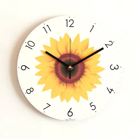 심플 해바라기 무소음 벽시계