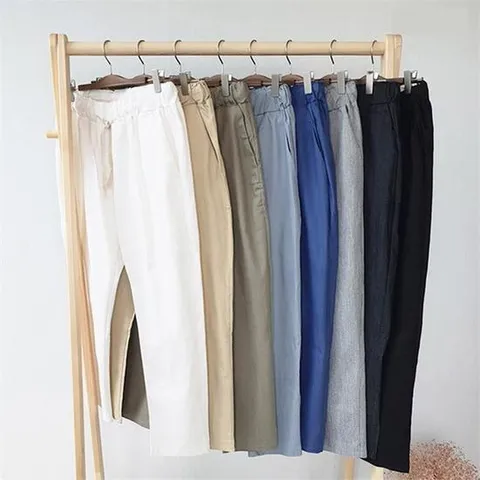 핏츠 남자 9부 여름 린넨 밴딩 바지 슬랙스 남성 팬츠