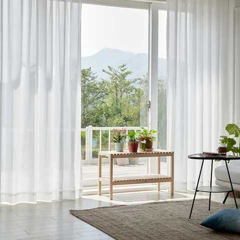 한지 쉬폰 나비주름 맞춤 커튼 창문 속지 거실커튼 맞춤제작