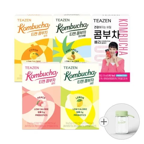 티젠 콤부차 혼합 50스틱(레몬/베리/유자/피치/파인애플)+보틀