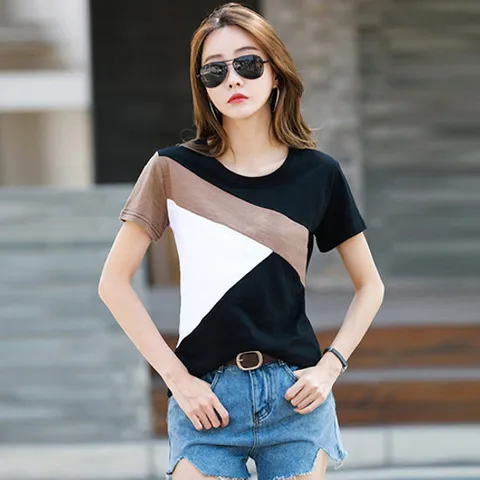 [유니제이] 라크 배색 반팔 티셔츠