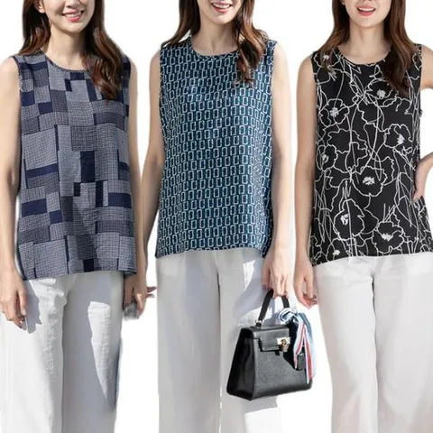 여성 여름 쿨 인견 나시 티 블라우스 빅사이즈 엄마옷