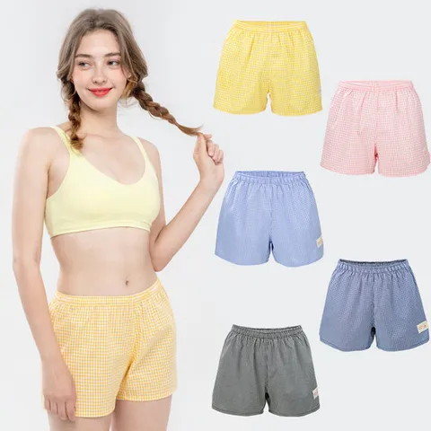 에어길 여자 순면 체크 트렁크 사각 박서 팬티