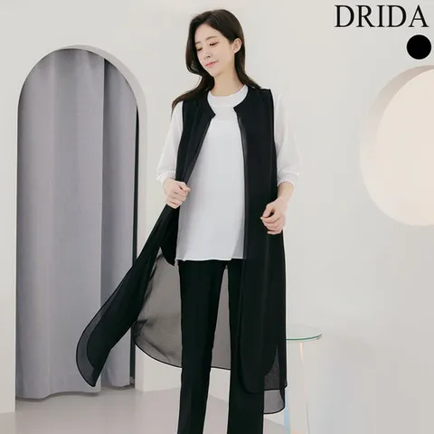 엄마옷 여성 정장 조끼 여름 빅사이즈 롱 베스트 40-50대 중년