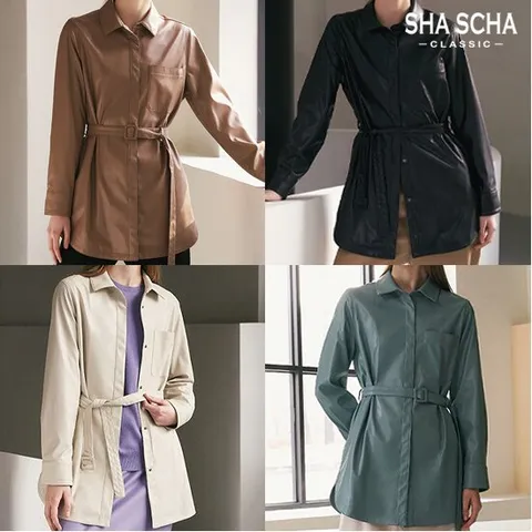 [홈쇼핑인기] 샤샤 레더이펙트 셔츠 재킷