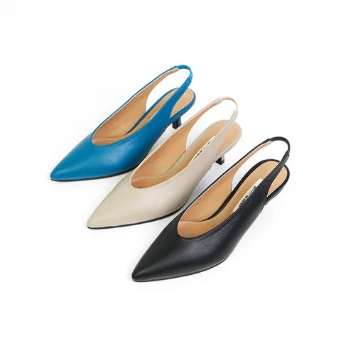 [ 롯데백화점 ][신난다슈] 여성 슬링백힐 5cm 슬링백샌들 소가죽 펌프스 SS2235