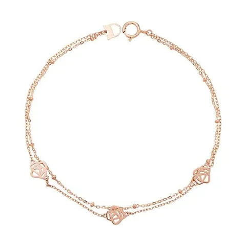 [모아르] 14K 팔찌 체인 두줄 금팔찌  로즈 레이어드