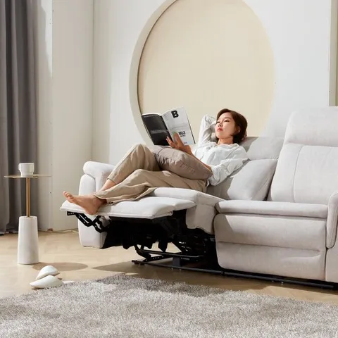 [헤닝] 포모 조야 아쿠아텍스 전동 리클라이너 3인용 소파