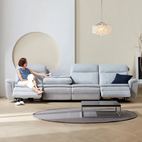 [헤닝] 포모 조야 아쿠아텍스 전동 리클라이너 5인용 소파