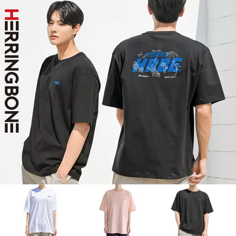 [헤링본] 남자 트레이닝복 루즈핏 상의 반팔 여름 운동 TF106M