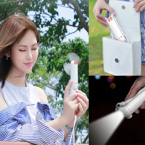 3in1 휴대용 미니 선풍기 2단강력바람 후레시+디퓨저기능 안전날