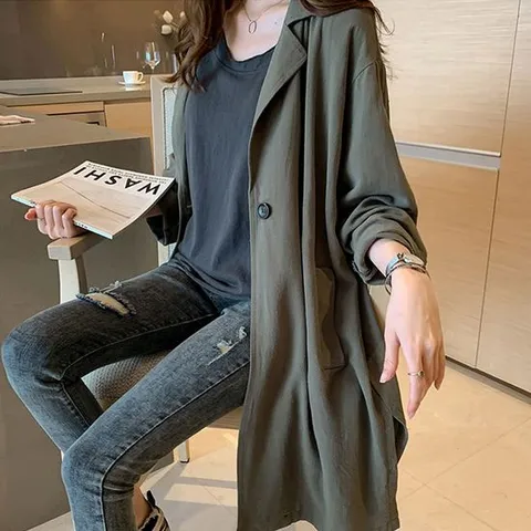 여름롱자켓 여성 린넨자켓 카라 긴팔 가벼운 롱자켓 긴자켓 코디