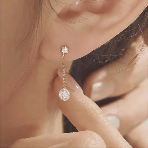 wbL [연예인착용] 14k 골드 셔링 드롭 데일리 귀걸이