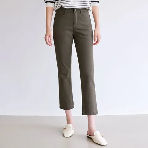 [모노앳디] [가을버전]슬림 9부 속밴딩 면스판 팬츠