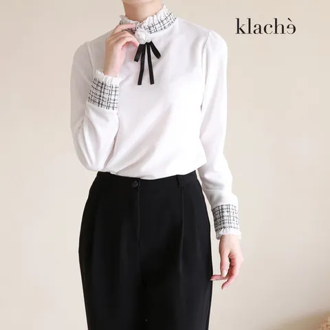 KLACHE 하프터틀플라워블라우스+브로치SET_CB2FBL032A