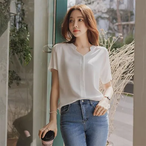 [마이더스비] 편안 차이나 반팔 블라우스 티