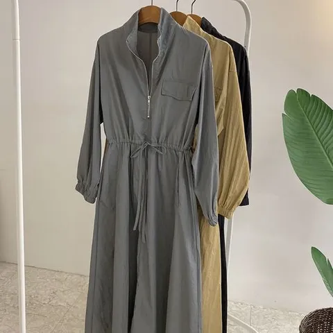 허니제이 / 로스턴 카라 스트링 바스락 원피스3colo