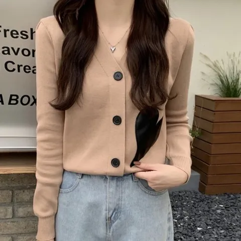 [드레스허그] 베이직 브이넥 하트 3color 가디건