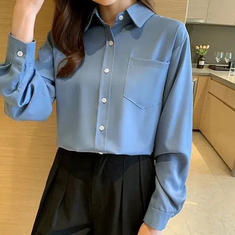 [드레스허그] 심플 카라 3color 블라우스