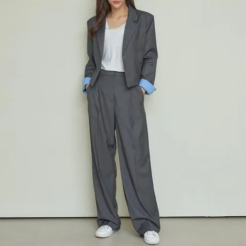 [벨라도이][BELLA.DOI] 투웨이 팀 일자핏 팬츠, 자켓 정장세트 (