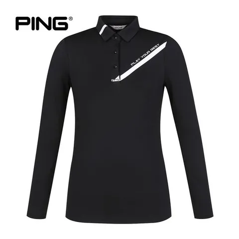 PING 여성 기모 라인 포인트 카라 긴팔 티셔츠