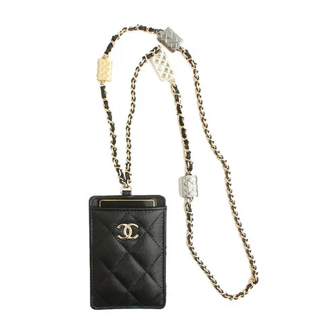 (명품) 샤넬 블랙 캐비어 카드지갑 금장 참 목걸이 3