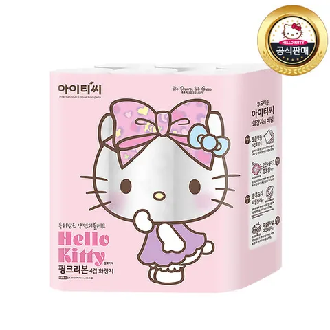 헬로키티 핑크리본 4겹 화장지 (20M 24롤x1팩) 총24롤
