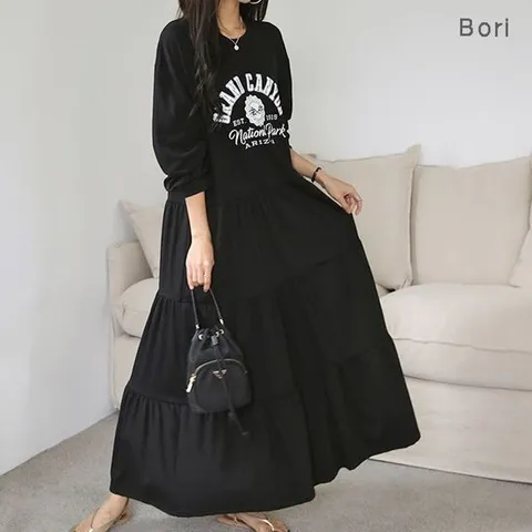 [보리맘]그랜디 캉캉 원피스 빅사이즈 여성의류 롱원피스 Fc991