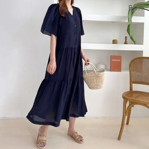 [보리맘]세느 셔츠 원피스 고급 원피스 캉캉 빅사이즈 여름 롱원피스