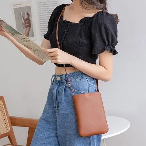 베이직 가죽 핸드폰가방 미니백 크로스백