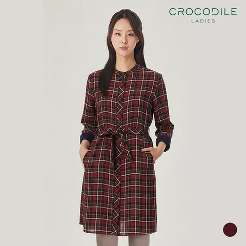 [크로커다일레이디] 체크원피스형롱블라우스_CL0FBL205