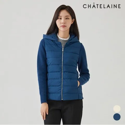 [샤트렌] 니트소매배색덕다운패딩점퍼_HC0WDW204