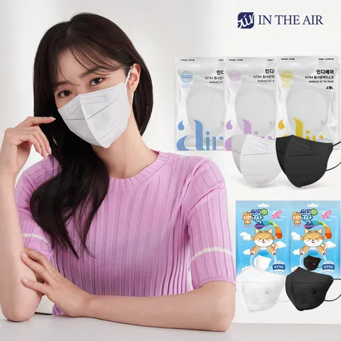 KF94 인디에어 대형,중형,소형 새부리형 컬러마스크 50매