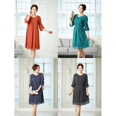 [마담엘레강스]도로시 도트 시폰 원피스+제천 끈 벨트 K181OP02