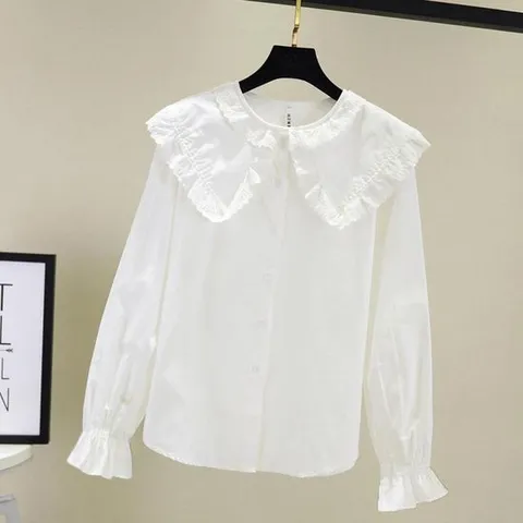 [다미주니어]레이스케이프카라bl 어린이 여아 초등학생 합창 블라우스 입학식 졸업식 사진 화이트 셔츠