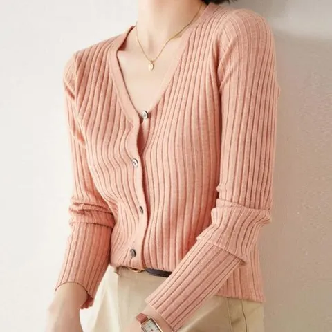 베이직한 골지 니트 여성 가디건 봄가을 데일리룩