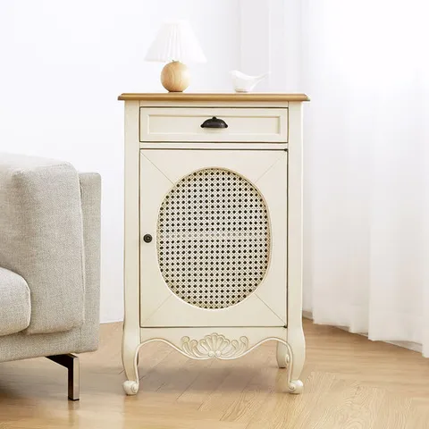 유캐슬 루앙 엔틱 아이보리 침대 협탁 테이블 수납장