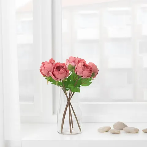 이케아 SMYCKA 스뮈카 조화 작약 다크핑크 30cm 6개세트