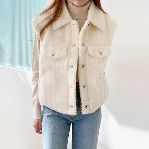 [드레스날다]소재촉감짱 카라넥 덤블 양털 조끼 베스트