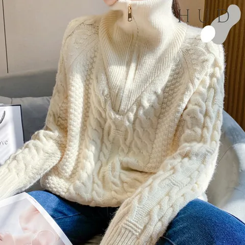 [휴드] 슬라인 반집업 니트