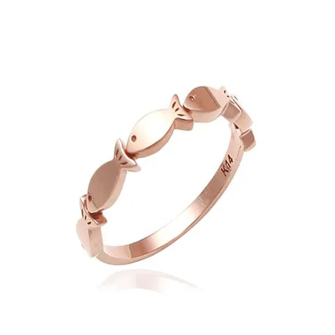 베라토 18K 행운의 물고기 레이어드 반지