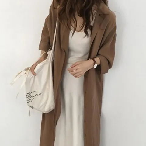 로브 스타일 여성 셔츠 자켓 간절기 아우터 롱자켓