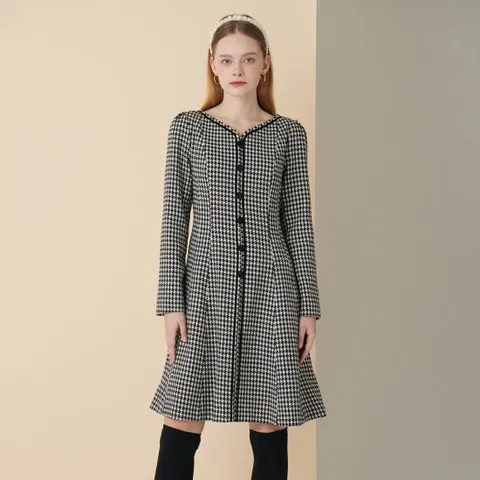 [SATIN] [온라인단독]체크 패턴 A라인 원피스 O223T603