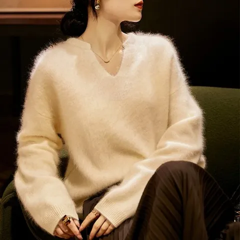 [휴드] 켈라 앙고라 3COLOR V넥 니트