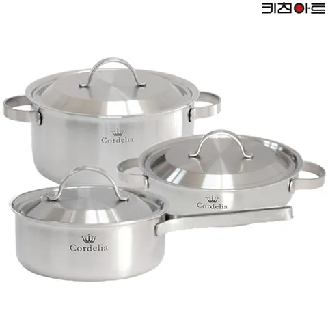 키친아트 코델리아 IH통5중 304스텐 냄비세트 3종C 편18+양24+전24