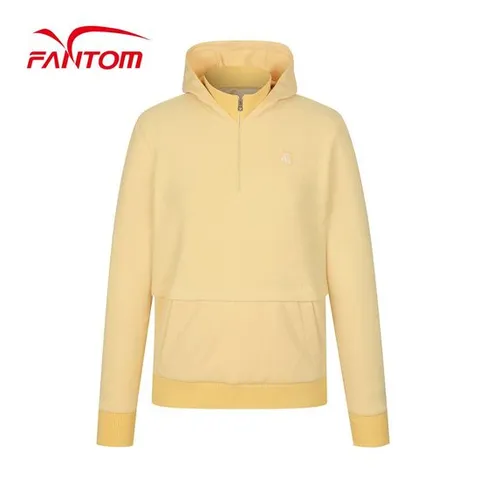 [팬텀] 여성 소재 믹스 후드 반집업 긴팔 티셔츠