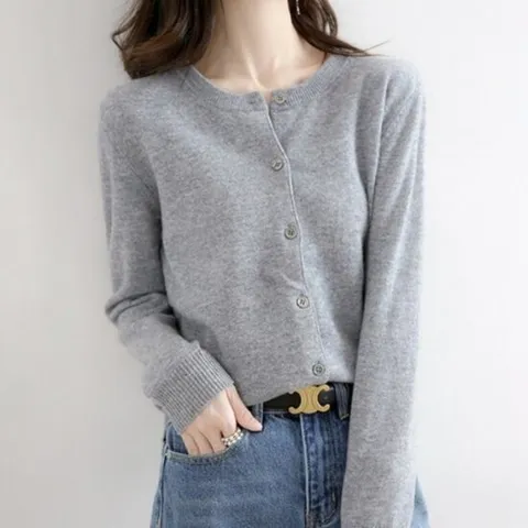 [제라카] 라운드넥 봄가을 간절기 베이직 니트 가디건 5컬러 MDN