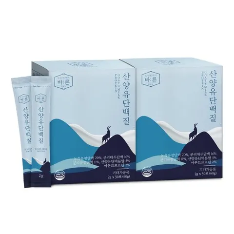 [바른] 맛있는 저분자 산양유 단백질 스틱 30포x2박스(총 60포)
